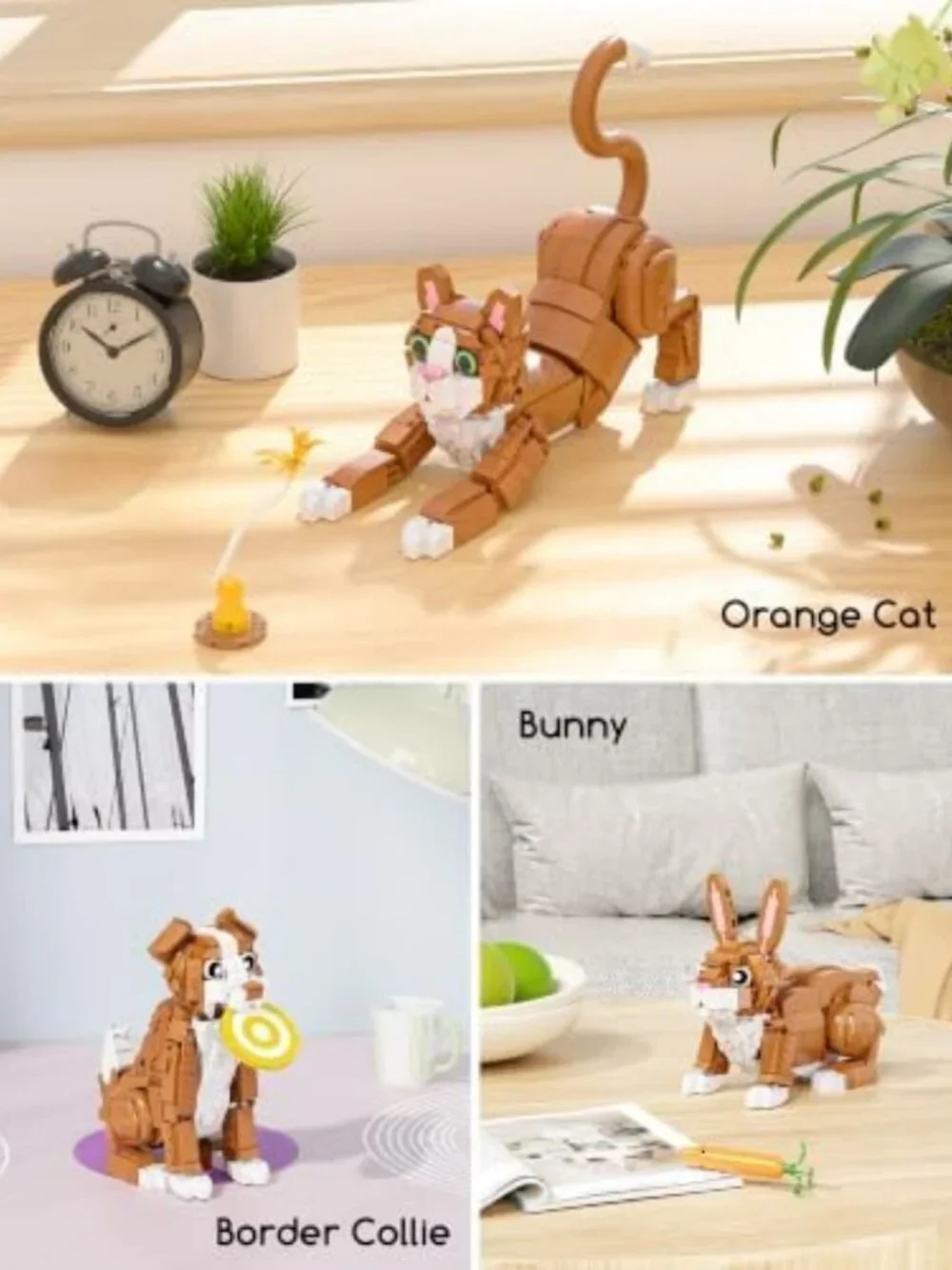 3-in-1 Orange Cat Building Set | Create Cat, Dog & Rabbit Models - Fun Toy!